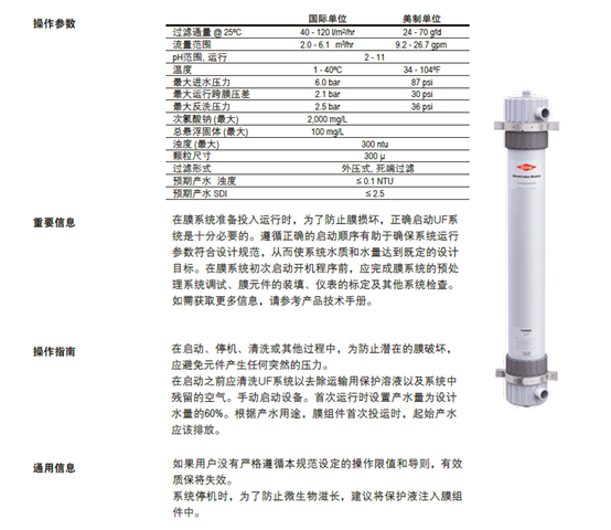 陶氏SFP-2860超滤膜操作指南图